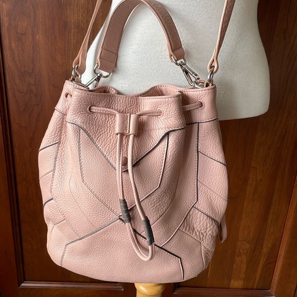 CHRISTOPHER KON Handbags - CHRISTOPHER KON Blush Coloured Genuine Leather Drawstring Handbag
